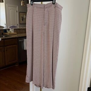 Classic Red Wide Leg Pants with High Waist Detail